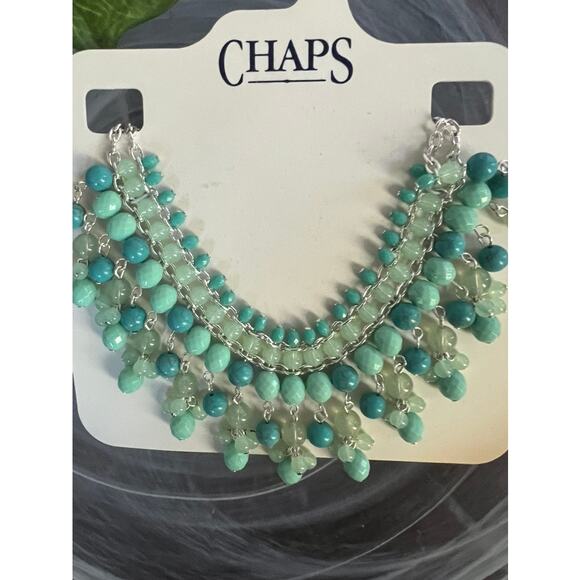 NWT Chaps green/aqua layered statement necklace - Picture 1 of 3